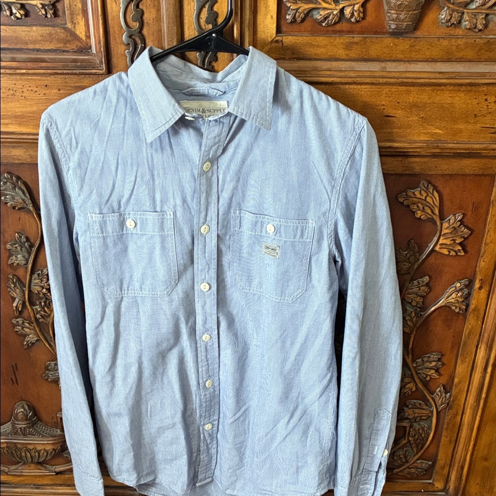 Ralph Lauren Denim & Supply Blue & White Striped Button-Down Shirt Size Small